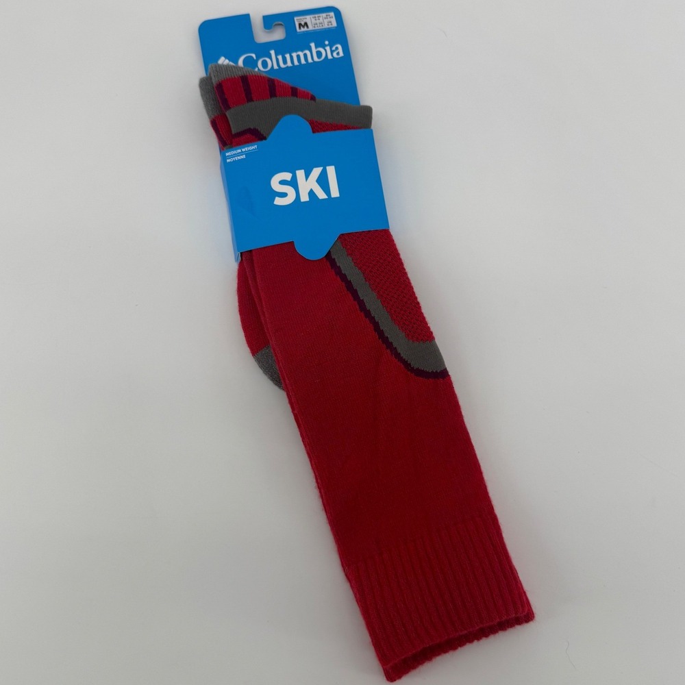 Columbia Ski Over the Calf Socks Medium Weight Red Gray Men Women Size M‎
